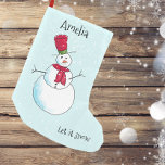 Calcetín Navideño Pequeño Snowman personalizado<br><div class="desc">Excelente lista para la temporada de snowman con este lindo Navidad de surtido. Fácilmente personalizado para crear una estancia única y duradera.</div>