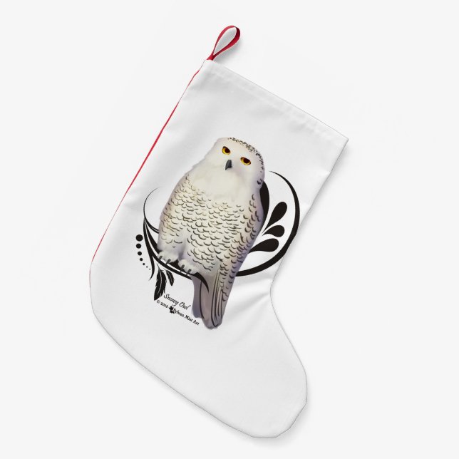Calcetín Navideño Pequeño Snowy Owl (Frente (Colgado))