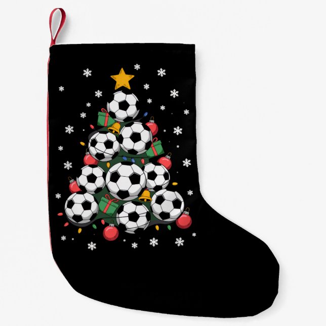 Calcetín Navideño Pequeño Soccer Christmas Tree Xmas Player Sports Lover (Anverso)