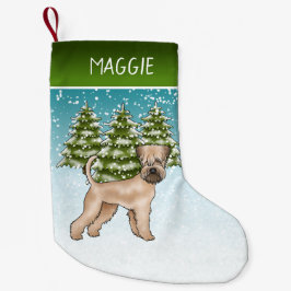 Calcetín Navideño Pequeño Soft-Coated Wheaten Terrier Bosque Invernal Nevado