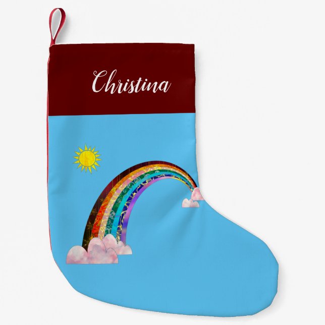 Calcetín Navideño Pequeño Sol y arco iris 2 (Anverso)