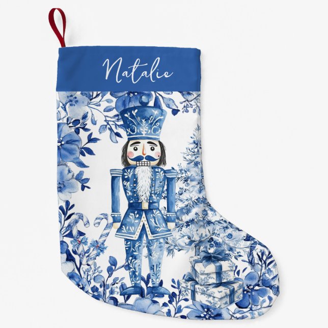 Calcetín Navideño Pequeño Soldado de cazabombardos florales blancos Chinoise (Anverso)