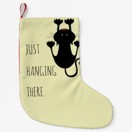 Calcetín Navideño Pequeño Sólo colgando ahí personalizado negro texto divert