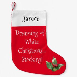 Calcetín Navideño Pequeño Soñando con un Navidad blanco... ¡alzándose!
