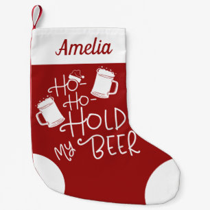 Calcetín Navideño Pequeño  Sostén Mi Cerveza Entusiastas Divertidos de la Ce