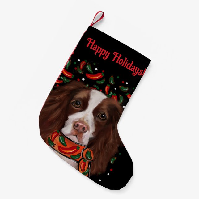 Calcetín Navideño Pequeño Springer Spaniel Inglés (Frente (Colgado))