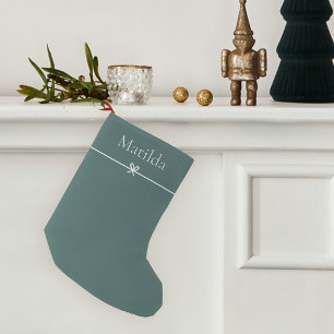 Calcetín Navideño Pequeño Spruce Green Simple Bow Minimalista personalizad