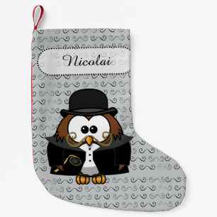 Calcetín Navideño Pequeño Sr. Búho Bigote