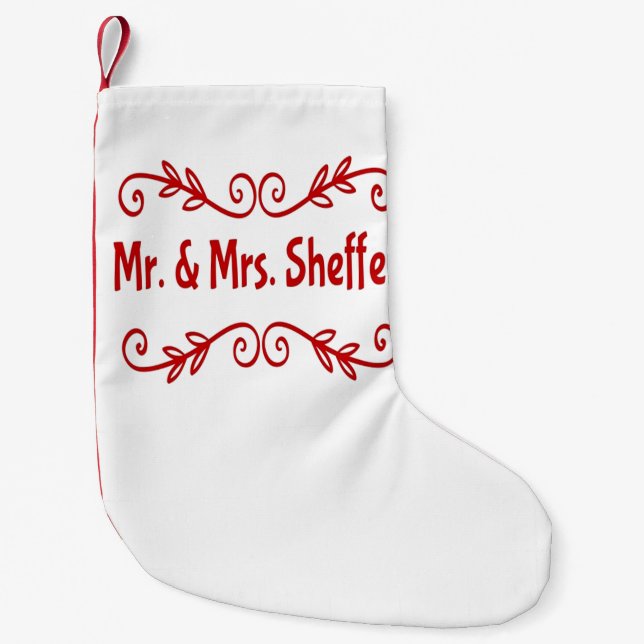 Calcetín Navideño Pequeño Sr. y Sra. Sheffey (Anverso)