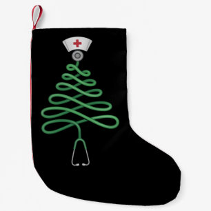 Calcetín Navideño Pequeño Stethoscope árbol de Navidad enfermera Scrub Xmas
