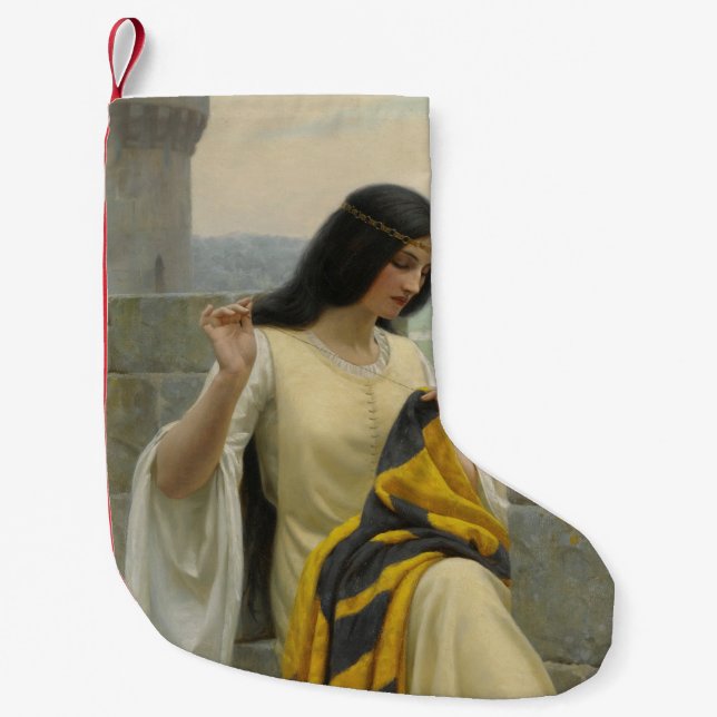 Calcetín Navideño Pequeño Stitching the Standard Flag (Mujer medieval) (Anverso)