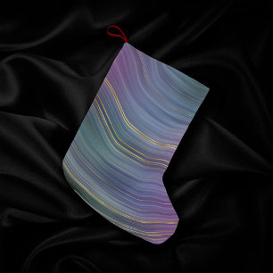 Calcetín Navideño Pequeño Strata de Guay Hermosa morada azul y agato de or