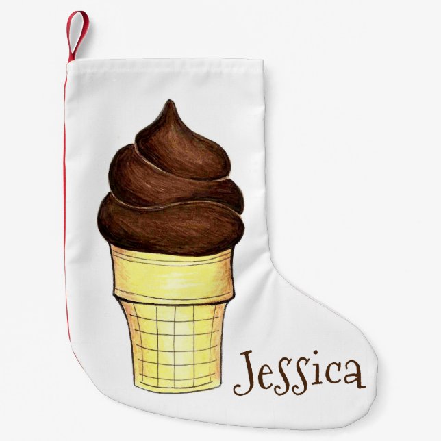 Calcetín Navideño Pequeño Suave Servir Chocolate Bañar helado helado postre  (Anverso)