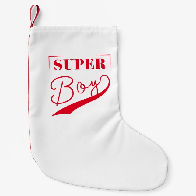 Calcetín Navideño Pequeño Super Boy (Anverso)