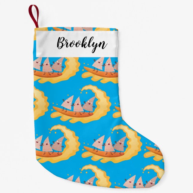 Calcetín Navideño Pequeño Surfista de maíz de nachos (Anverso)