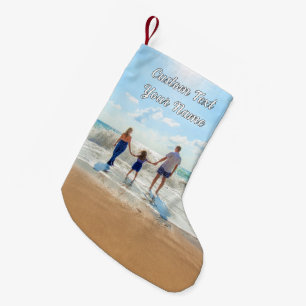 Calcetín Navideño Pequeño Sus Navidades fotográficos parados y nombre de tex