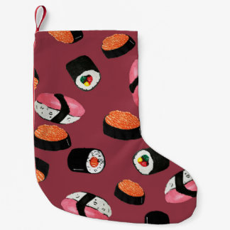 Calcetín Navideño Pequeño Sushi Onigiri Rolls: Ilustracion sin mar