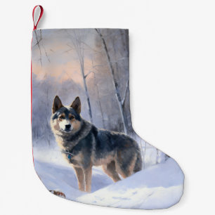Calcetín Navideño Pequeño Swedish Vallhund Deja que nieve Navidad