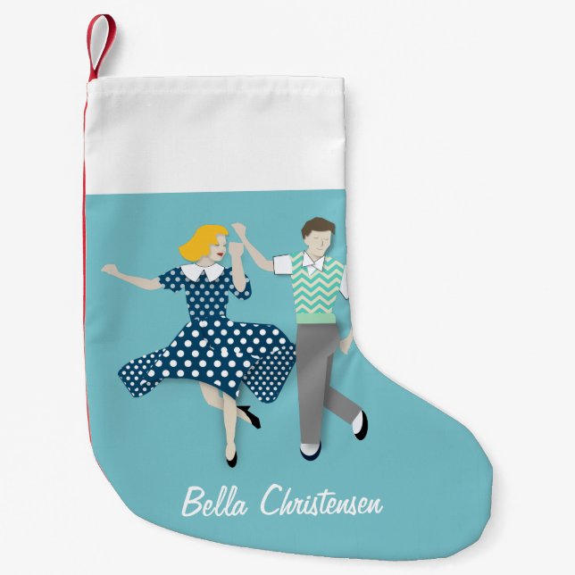 Calcetín Navideño Pequeño Swing Dance (Anverso)