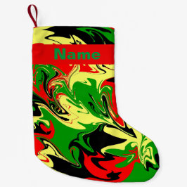 Calcetín Navideño Pequeño Swirls Afrocéntrico