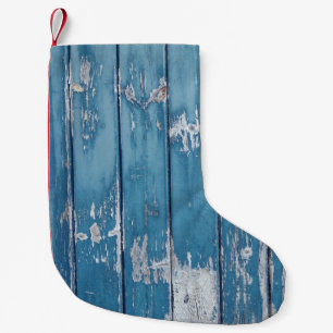 Calcetín Navideño Pequeño tablero de madera verde azulada y marrón