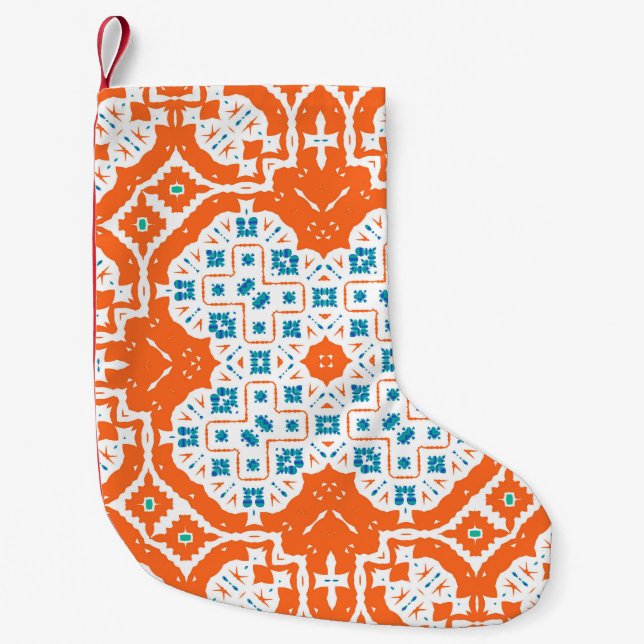 Calcetín Navideño Pequeño Talavera mexicana: Cerámica antigua sin soldadura (Anverso)