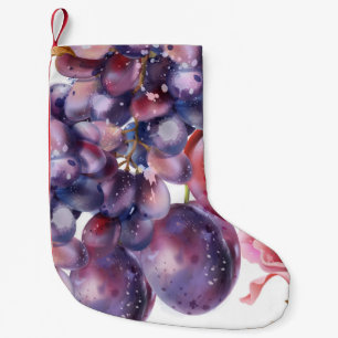 Calcetín Navideño Pequeño Tarjeta de otoño de uvas vintage en acuarela