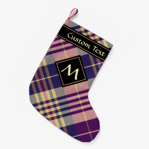 Calcetín Navideño Pequeño Tartan púrpura, dorado y azul