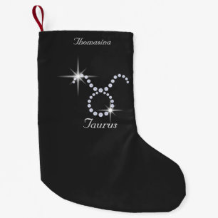 Calcetín Navideño Pequeño Tauro de diamante espumoso personalizado