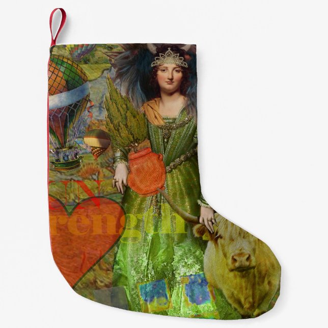 Calcetín Navideño Pequeño Taurus clásico retrato de mujer gótica (Anverso)