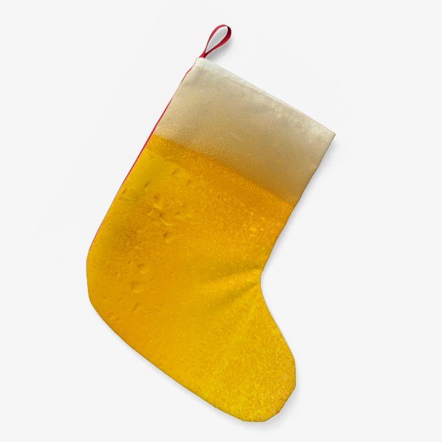 Calcetín Navideño Pequeño Taza de cerveza espumosa (Frente (Colgado))