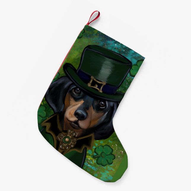 Calcetín Navideño Pequeño Teckel  (Frente (Colgado))