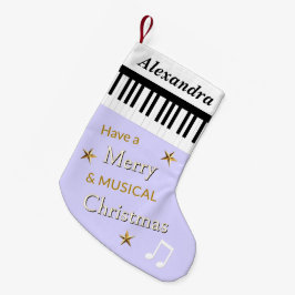 Calcetín Navideño Pequeño Teclas De Piano Música Tema Personalizado Lila Bon