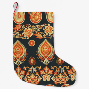 Calcetín Navideño Pequeño Tejido étnico oriental de Paisley