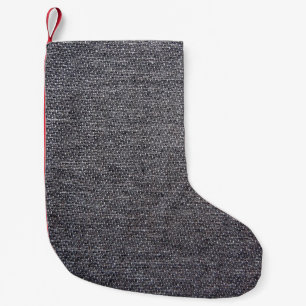 Calcetín Navideño Pequeño tela gris negra