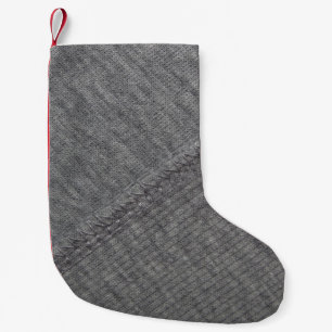 Calcetín Navideño Pequeño Tela gris: textura abstracta de punto.