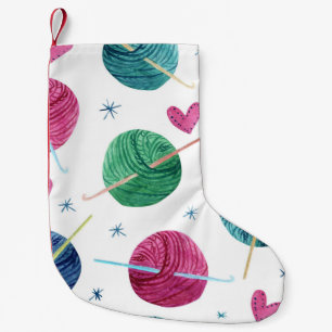 Calcetín Navideño Pequeño Tema de punto, acuarela patrón sin fisuras.