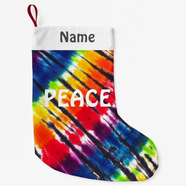 Calcetín Navideño Pequeño Teñido anudado del arco iris modificado para (Anverso)