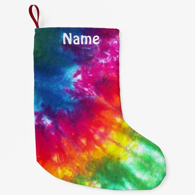 Calcetín Navideño Pequeño Teñido anudado del arco iris modificado para (Anverso)