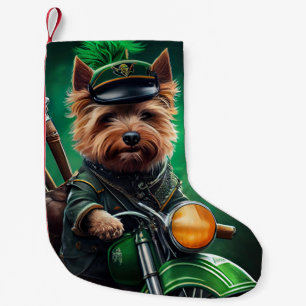 Calcetín Navideño Pequeño Terrier australiano conduciendo bicicleta Día de S