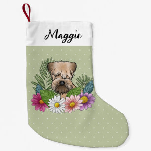 Calcetín Navideño Pequeño Terrier Wheaten de Pelaje Suave Flores Coloridas V