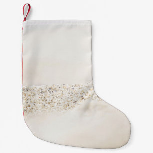 Calcetín Navideño Pequeño Textos florales blancos y marrones