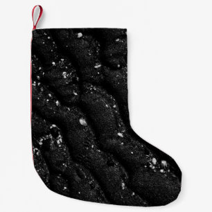 Calcetín Navideño Pequeño Textos florales en blanco y negro
