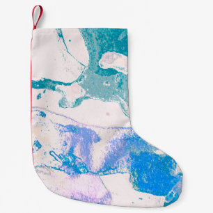 Calcetín Navideño Pequeño Textura artística. Borde violeta brillante. Arte v