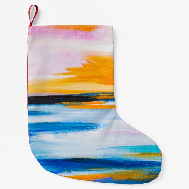 Calcetín Navideño Pequeño Textura de aceite abstracta, pintura marina al ata (Anverso)