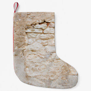Calcetín Navideño Pequeño Textura de cierre de la pared de piedra antigua ab