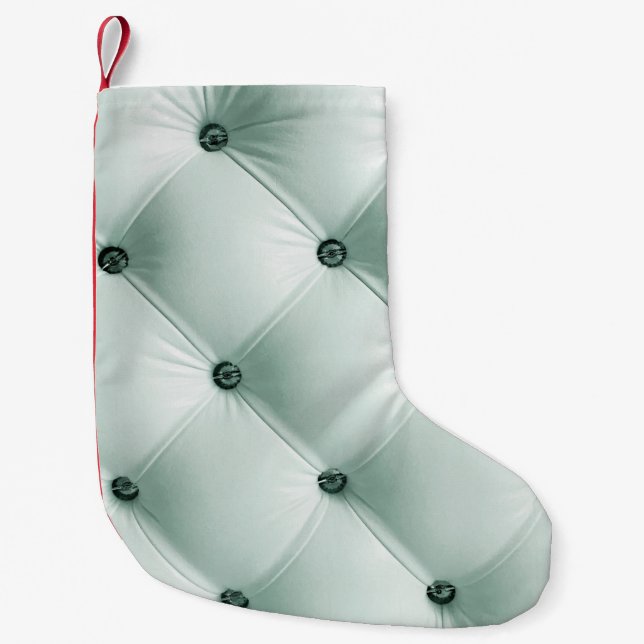 Calcetín Navideño Pequeño Textura de cuero blanco en abstracto de lujo, b (Anverso)