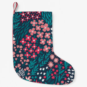 Calcetín Navideño Pequeño Textura de Flor Vintage sin inconvenientes.