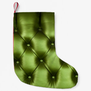 Calcetín Navideño Pequeño Textura de fondo de capitona verde oscuro genuina