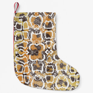Calcetín Navideño Pequeño Textura de impresión de animales de serpiente leop
